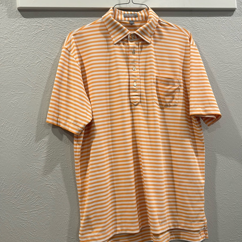 Men’s Peter Millar Stripe Performance Mesh Polo- size large-EUC